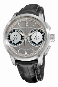 Maurice Lacroix Masterpiece Mechanical Hand Wind Multicolor Dial Chronograph Black Leather Watch #MP7128-SS001-320 (Men Watch)