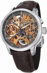 Maurice Lacroix Masterpiece Automatic Chronograph Gold Skeleton Dial Brown Leather Limited Edition Watch #MP7128-SS001-500 (Men Watch)