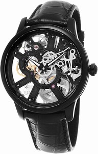 Maurice Lacroix Mechanical Hand Wind Skeleton Dial Black Leather Watch # MP7228-PVB01-002-1 (Men Watch)