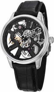 Maurice Lacroix Masterpiece Mechanical Hand Wind Skeleton Dial Black Leather Watch #MP7228-SS001-000 (Men Watch)