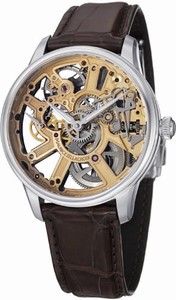 Maurice Lacroix Masterpiece Mechanical Hand Wind Gold Skeleton Dial Brown Leather Watch #MP7228-SS001-001 (Men Watch)