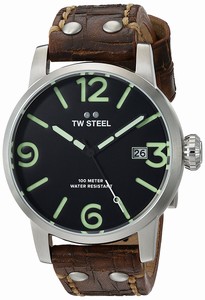 TW Steel Quartz Analog Date Brown Leather Watch # MS11 (Men Watch)