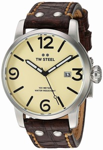 TW Steel Maverick Quartz Analog Date Brown Leather Watch # MS22 (Men Watch)