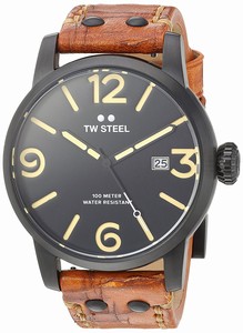TW Steel Black Dial Leather Watch #MS31 (Women Watch)