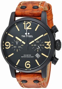 TW Steel Quartz Chronograph Date Brown Leather Watch # MS33 (Men Watch)