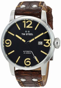 TW Steel Automatic Black Dial Date Brown Leather Watch # MS5 (Men Watch)