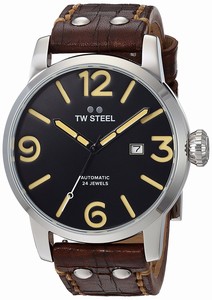 TW Steel Automatic Black Dial Date Brown Leather Watch # MS6 (Men Watch)