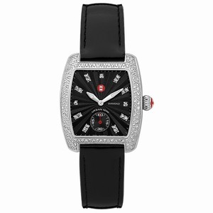 Michele Battery Operated Quartz Polished Stainless Steel Black Guilloche Diamond Dial Band Watch #MWW02A000409 (Women Watch)