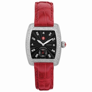 Michele Battery Operated Quartz Polished Stainless Steel Black Guilloche Diamond Dial Band Watch #MWW02A000412 (Women Watch)