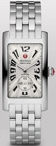 Michele Quartz Polished Stainless Steel White Textured Dial Polished Stainless Steel Band Watch #MWW02S000007 (Women Watch)