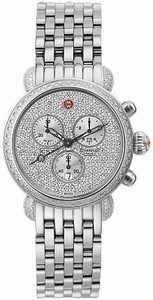Michele Quartz Polished Steel Full Pave Diamond (total 539 Diamonds), Chronograph With Date At 6 Dial Polished Stainless Steel, Interchangeable Band Watch #MWW03C000212 (Women Watch)