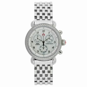 Michele Quartz Polished Stainless Steel White Mother Of Pearl Chronograph With Day Sub- And Date At 6 Dial Polished Stainless Steel Band Watch #MWW03M000001 (Women Watch)