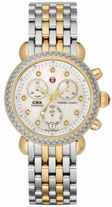 Michele Battery Operated Quartz Polished Yellow Gold Tone And Stainless Steel White Mother Of Pearl With Diamonds Dial Polished Yellow Gold Tone And Stainless Steel Band Watch #MWW03M000158 (Women Watch)