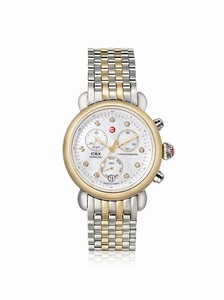 Michele Quartz Stainless Steel & Gold Mother Of Pearl Dial Steel & Yellow Gold Polished Band Watch #MWW03M000164 (Women Watch)