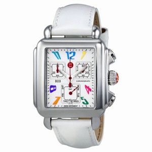 Michele Battery Operated Quartz Polished Stainless Steel White Enamel Dial White Patent Leather Band Watch #MWW06P000036 (Women Watch)