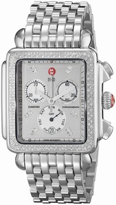 Michele Battery Operated Quartz Polished Stainless Steel Mother Of Pearl Diamond Dial Polished Stainless Steel Band Watch #MWW06Z000001 (Women Watch)