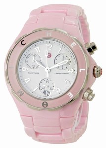Michele Quartz Pink Ceramic White Dial Pink Ceramic Band Watch #MWW12A000004 (Women Watch)