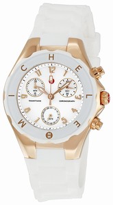 Michele Quartz Polished Rose Gold Plated Stainless Steel White Dial White Silicone Band Watch #MWW12D000015 (Women Watch)
