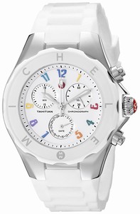 Michele Quartz Polished Stainless Steel White Dial White Silicone Band Watch #MWW12F000013 (Women Watch)