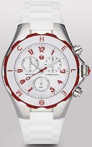 Michele Quartz Polished Stainless Steel White Dial White Silicone Band Watch #MWW12F000022 (Women Watch)