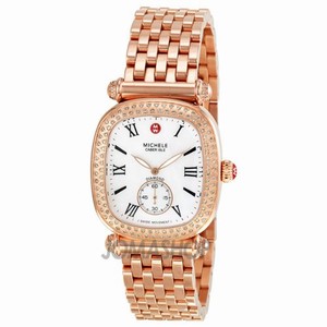 Michele Battery Operated Quartz Polished Rose Gold Tone White Mother Of Pearl Dial Polished Rose Gold Tone Band Watch #MWW16C000014 (Women Watch)