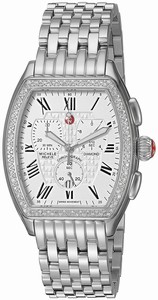 Michele Quartz Polished Stainless Steel White Dial Polished Stainless Steel Band Watch #MWW19A000001 (Women Watch)