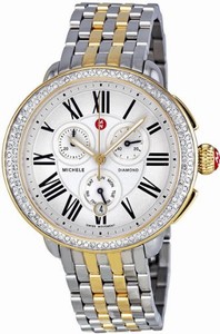 Michele Battery Operated Quartz Polished Yellow Gold Tone With Stainless Steel Silver Roman Numeral Dial Polished Yellow Gold Tone With Stainless Steel Band Watch #MWW21A000008 (Women Watch)
