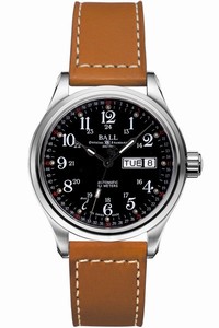 Ball Trainmaster Automatic Black Dial Day Date Brown Leather Watch# NM1058D-L3J-BK (Men Watch)