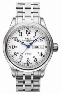 Ball Trainmaster 60 Seconds Automatic Day Date Stainless Steel Watch# NM1058D-S3J-WH (Men Watch)
