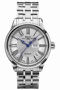 Ball Trainmaster Roman Automatic Day Date Stainless Steel Watch# NM1058D-S4J-WH (Men Watch)