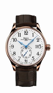 Ball Trainmaster Standard Time Automatic Chronometer Date 18k Rose Gold Case Brown Leather Watch# NM3888D-PG-LCJ-WH (Men Watch)