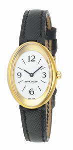 Bvlgari Quartz Analog 18ct Yellow Gold Case Black Leather Watch# OV32GL (Women Watch)
