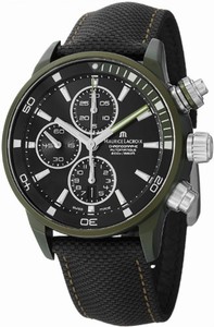 Maurice Lacroix Pontos S Extreme Automatic Date Green Alloy Bezel Black Dial Leather Watch #PT6028-ALB21-331(Men Watch)