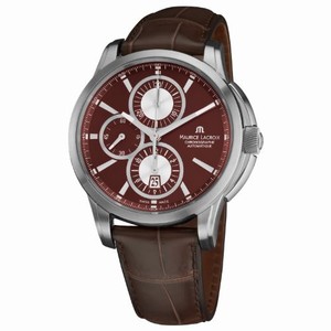 Maurice Lacroix Pontos Automatic Chronograph Date Brown Dial Leather Watch #PT6188-SS001-730 (Men Watch)