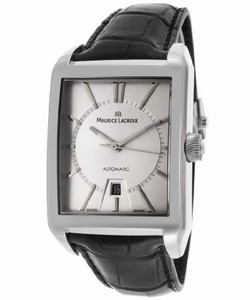 Maurice Lacroix Pontos Automatic Date Silver Dial Black Leather Watch #PT6257-SS001-130 (Men Watch)