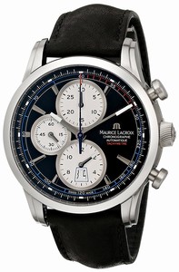 Maurice Lacroix Pantos Automatic Chronograph Date Black Leather Watch # PT6288-SS001-330 (Men Watch)