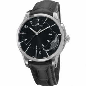 Maurice Lacroix Pontos Automatic Date Moon Phase Black Watch# PT6318-SS001-330 (Men Watch)