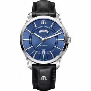 Maurice Lacroix Blue Dial Leather Watch #PT6358-SS001-430-1 (Men Watch)