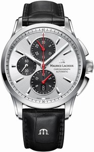 Maurice Lacroix Automatic Chronograph Date Black Leather Watch # PT6388-SS001-131-1 (Men Watch)