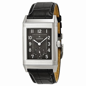Jaeger LeCoultre Manual Wind Stainless Steel Black Dial Crocodile Black Leather Band Watch #Q3738470 (Men Watch)
