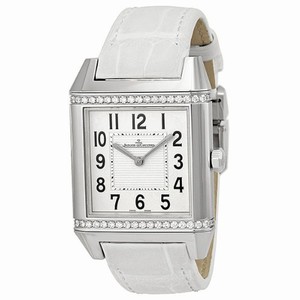 Jaeger LeCoultre Quartz Stainless Steel White Dial Crocodile White Leather Band Watch #Q7068421 (Women Watch)