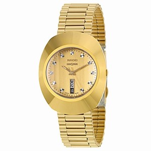 Rado Original Quartz Analog Day Date Gold Tone Stainless Steel Watch# R12304253 (Men Watch)