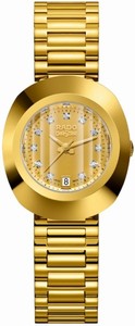 Rado Original Quartz Diamond Hour Markers Dial Date Gold Tone Stainless Steel Watch# R12306303 (Women Watch)