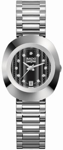 Rado Original Quartz Black Diamond Dial Date Stainless Steel Watch# R12307313 (Women Watch)