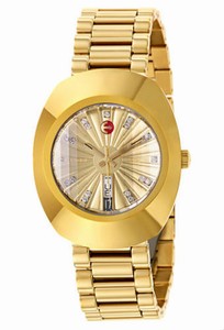Rado Original Automatic Crystal Hour Markers Dial Day Date Gold Tone Stainless Steel Watch# R12413364 (Men Watch)
