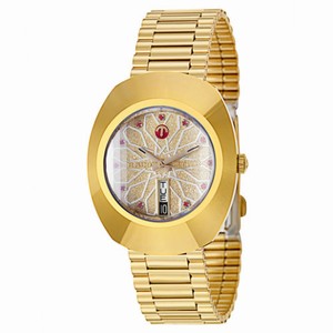 Rado Original Automatic Crystal Dial Day Date Gold Tone Stainless Steel Watch# R12413373 (Men Watch)