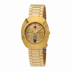 Rado Yellow Gold Dial Fixed Yellow Gold PVD Band Watch # R12413643 (Men Watch)