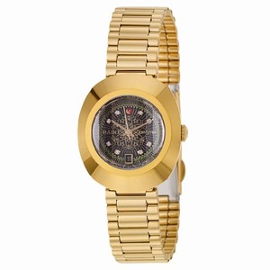 Rado Original Automatic Crystal Hour Markers Dial Date Gold Tone Stainless Steel Watch# R12416053 (Women Watch)
