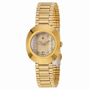 Rado Original Automatic Crystal Hour Markers Dial Date Gold Tone Stainless Steel Watch# R12416083 (Women Watch)