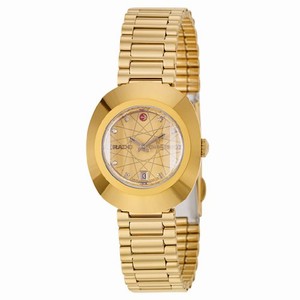 Rado Original Automatic Crystal Hour Markers Dial Date Gold Tone Stainless Steel Watch# R12416593 (Women Watch)